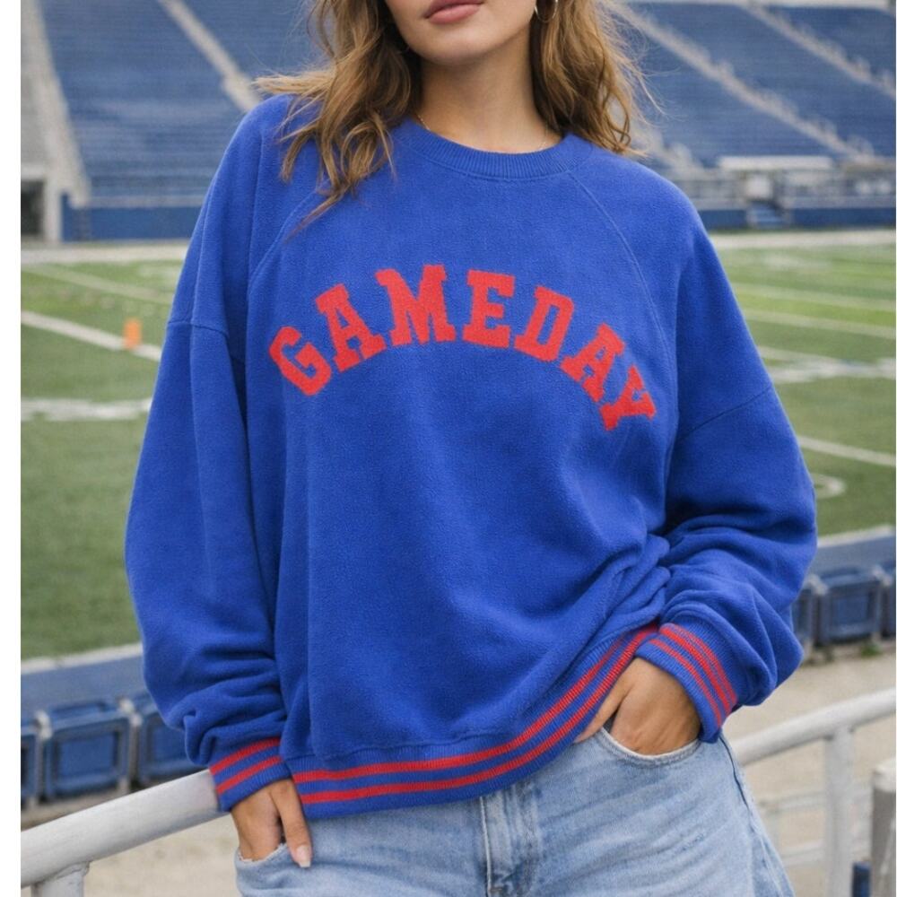 Town Pride Womens Raglan Sweater Game Day Oversized Slouchy Fit SZ M Preppy